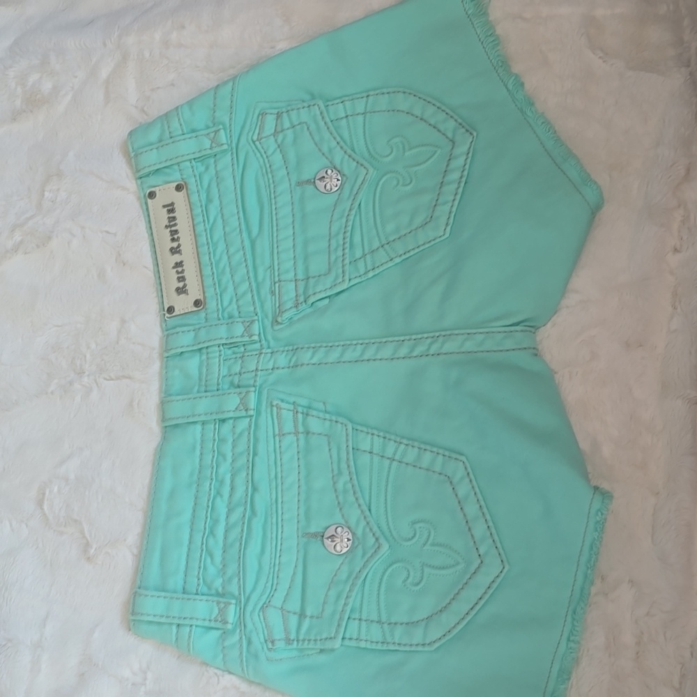 Rock Revival Women's Aqua Jean Shorts Size 28 Women's - Picture 5 of 8